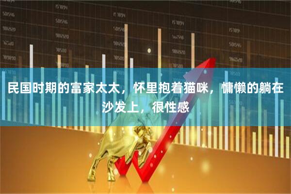 民国时期的富家太太，怀里抱着猫咪，慵懒的躺在沙发上，很性感